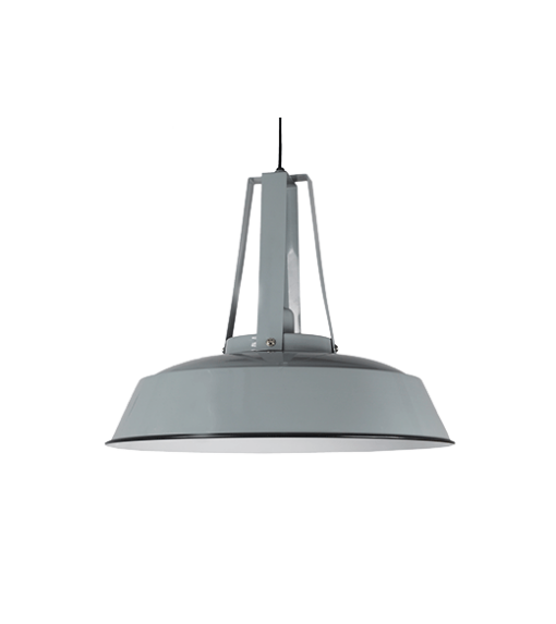 Hanglamp Industria 34cm glans licht grijs + witte binnenzijde