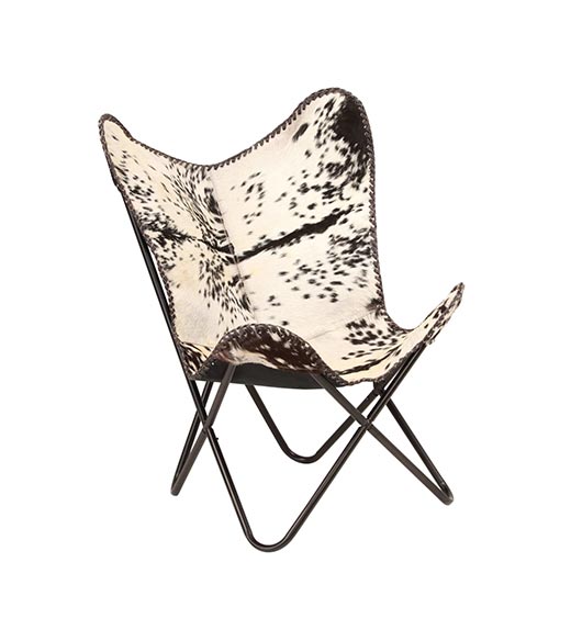 Vlinderstoel butterfly fauteuil vacht zwart/ wit