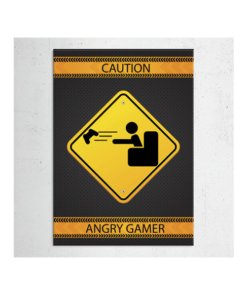 Caution - Angry gamer wandplaat