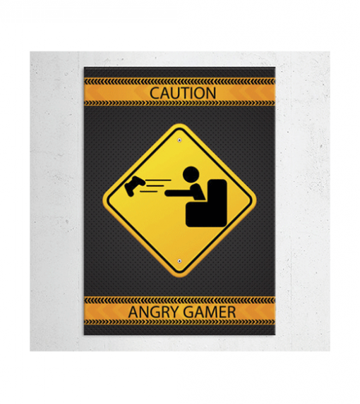 Caution - Angry gamer wandplaat