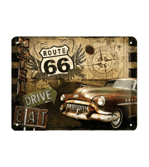 Route 66 collage - metalen bord