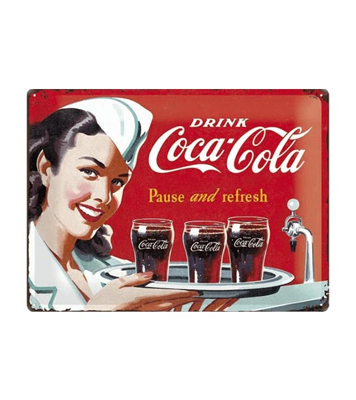Coca Cola pause and refresh - metalen bord