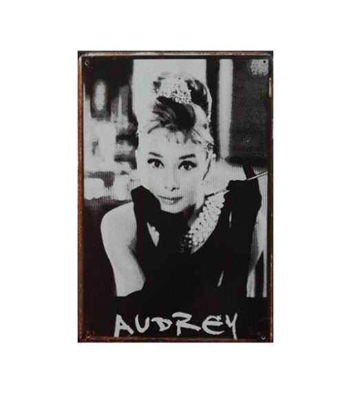 Audrey Hepburn - metalen bord