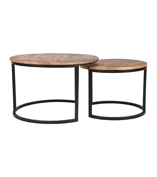 Ronde salontafel set Kay industrieel |