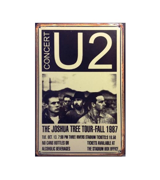 U2 concert 1987 - metalen bord