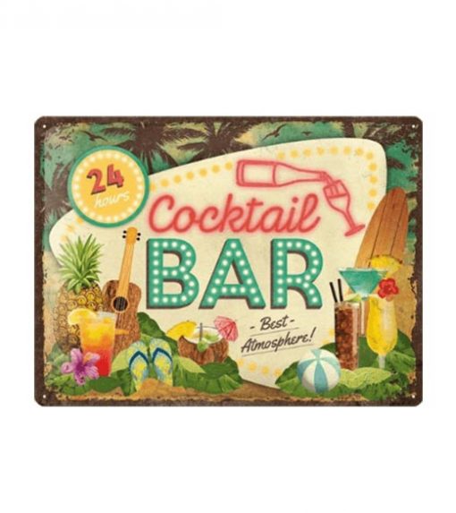 24 hours cocktail bar - metalen bord