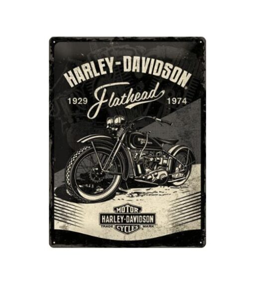 Harley Davidson 1929 - 1974 Flathead - metalen bord