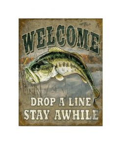 Fishing, drop a line - metalen bord
