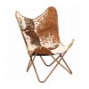 Vlinderstoel butterfly fauteuil vacht bruin/ wit