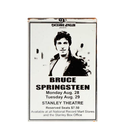 Bruce Springsteen Stanley theater - metalen bord