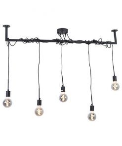 Seina 5-lichts hanglamp industrieel zwart