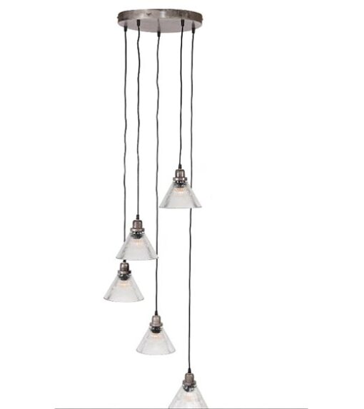 Rondow hanglamp industrieel 5-lichts getrapt