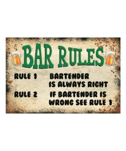 Bar rules bartender - metalen bord