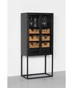 GIANTEX Wijnkast, hoekkast, industrieel, barkast met glashouder, wijnbarkast met verstelbare plank, keuken, huisbar met metalen roosterdeuren, keukenkast met kantelbeveiliging, 46 x 46 x 130 cm GIANTEX Wijnkast, hoekkast, industrieel, barkast met glashouder, wijnbarkast met verstelbare plank, keuken, huisbar met metalen roosterdeuren, keukenkast met kantelbeveiliging, 46 x 46 x 130 cm