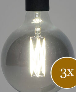 3x LED Bol E27 12,5 cm grijs/ smoke