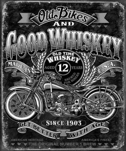 Bikes and Whiskey - metalen bord