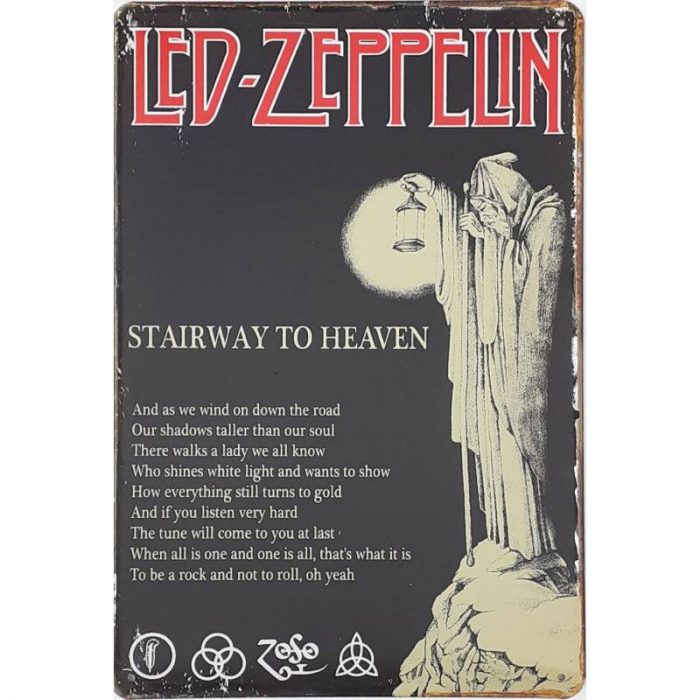 Led Zeppelin stairway to heaven - metalen bord
