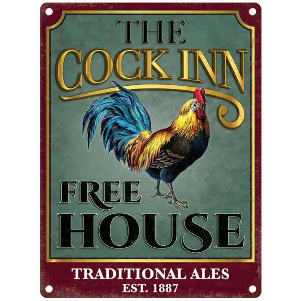 The Cock Inn - metalen bord