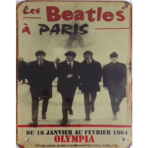 Beatles in Paris 1964 - metalen bord