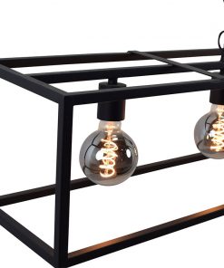 Ronald 4-lichts hanglamp industrieel zwart 160cm