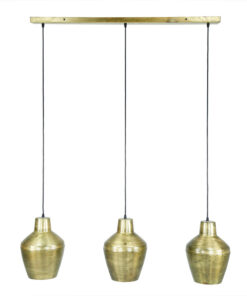 Carre 3-lichts hanglamp industrieel oud goud