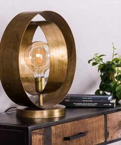 Morley 1-lichts tafellamp industrieel oud goud