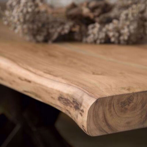 Tiago Eettafel met spinpoot vierkant acacia hout naturel 150x150