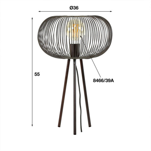 Conli 1-lichts tafellamp zwart nikkel/ koper