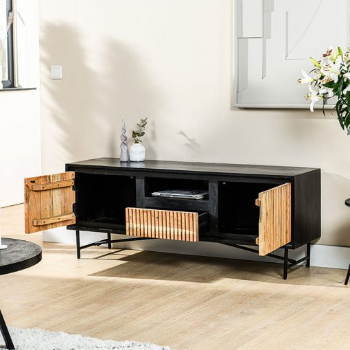 Wodan tv meubel industrieel zwart 140cm acacia